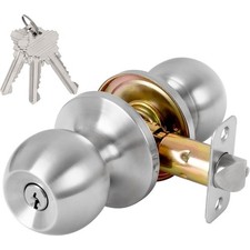 Keyed Entry Door Knob with Lock and Key, Exterior and Interior Door Lock for