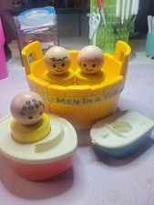 Vintage Fisher Price 1970's 3 Men in a Tub three figures  two boats
