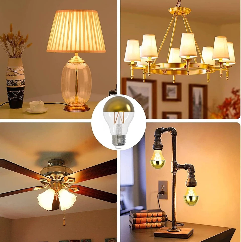 4Pack LED Round Half Gold Globe Light Bulb G16, 2700K, 2.5W(25W), E12, 200LM - Image 2 of 3