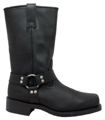 RideTecs Men's 13'' Harness Boot Leather Motorcycle Biker Work Safety Black 1442