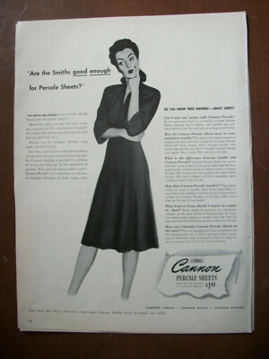 VTG 1941 Orig Magazine Ad Are The Smiths Good Enough For Cannon Percale Sheets
