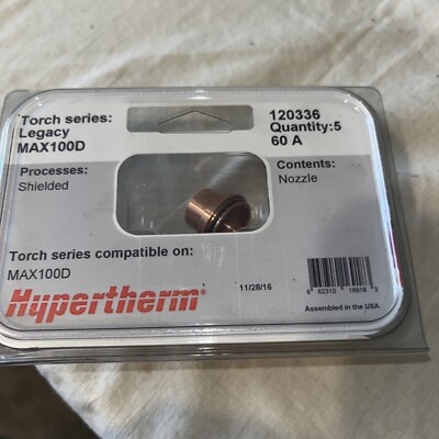 5 Pcs Hypertherm 120336 Nozzle 60A Shield Max100D for Plasma Torch 
