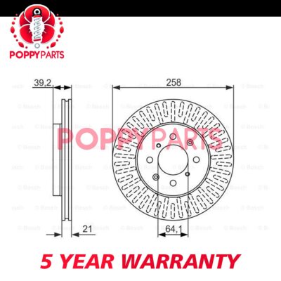 Fits Honda Jazz 2002-2008 1.2 1.3 1.5 Brake Discs Front Poppy #2 45251SAAG50