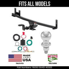 For 20-24 Hyundai Venue Trailer Hitch 4 Pin Wiring 2" Ball Fits All Curt 2K Tow