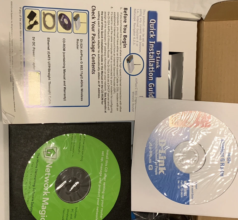 D-Link DI-524 54 Mbps 1-Port 10/100 Wireless G Router Sealed.  No outer Box. - Image 3 of 4