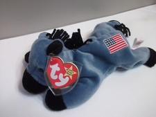 RARE 1996 TY Beanie Baby LEFTY the Donkey Original Release 4th Gen hang tag)