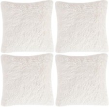 4 x Faux Fur Cushion Covers Soft & Cuddly 43x43cm Long Pile High Quality