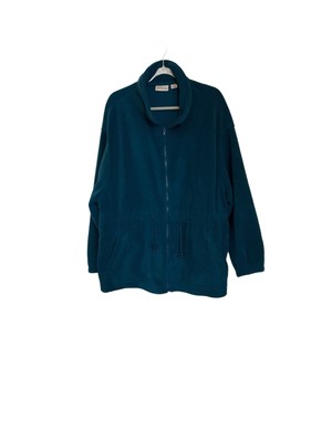 Basic Edition Vintage Teal Women s 2x Fleece Jacket With Drawstring Waist 
