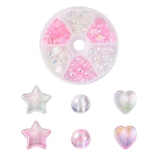 1 Box Transparent Poly Styrene Acrylic Beads Mixed Shape 8~10x3~4mm 110pcs/box 