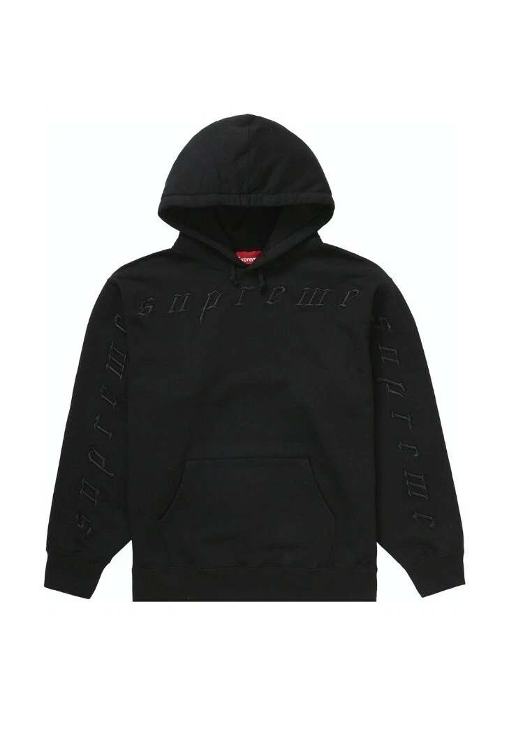 Sweat à capuche noir Supreme surélevé broderie taille XL FW21SW9