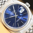 MENS ROLEX DATEJUST 16014 BLUE 18K WHITE GOLD STAINLESS STEEL QUICKSET WATCH