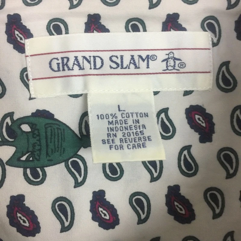 Grand Slam Mens L Button Up Shirt Vintage Cotton Printed Golf - Image 4 of 4