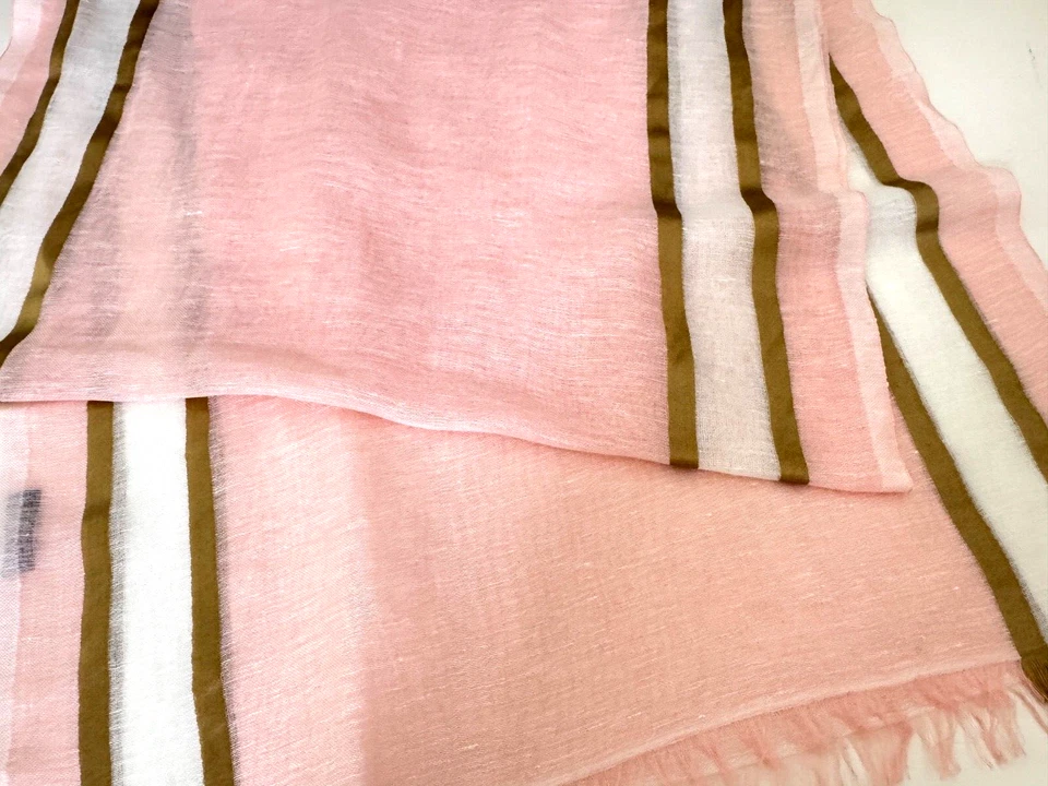 Mantón bufanda vintage Jim Thompson a rayas largas en mezcla de lino/algodón A599 Foto 2 de 4