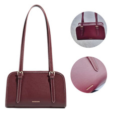 Mossdoom Shoulder Bag Red Crimson PU Leather Women Minimal Simple Korean Fashion