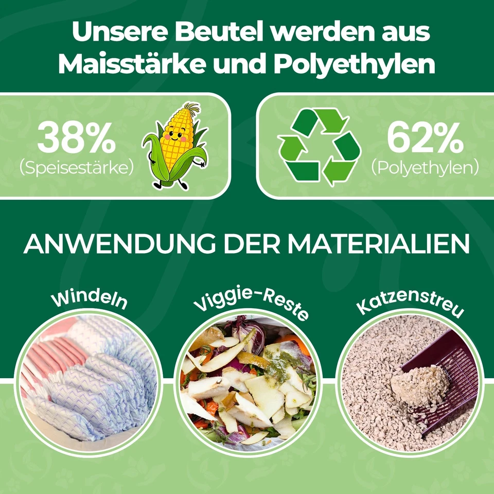 360/600pcs Biologisch abbaubar Gassibeutel Hundekotbeutel Hundebeutel+Spender - Bild 2 von 4