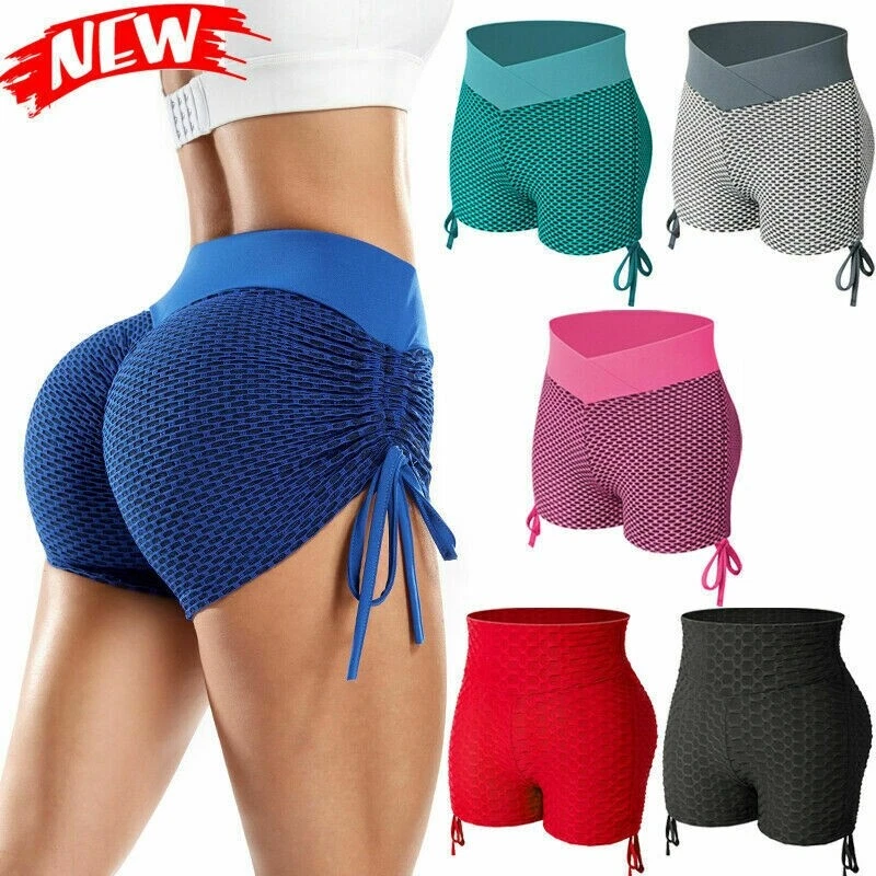 Women's High Waist Yoga Shorts Butt Scrunch Booty Spandex Gym