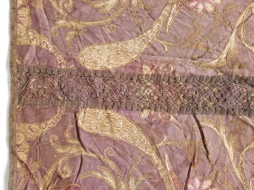 Antique Traditional Silk Brocade with Gold Metallic Embroidery Panel 117x34cm - Picture 8 of 16
