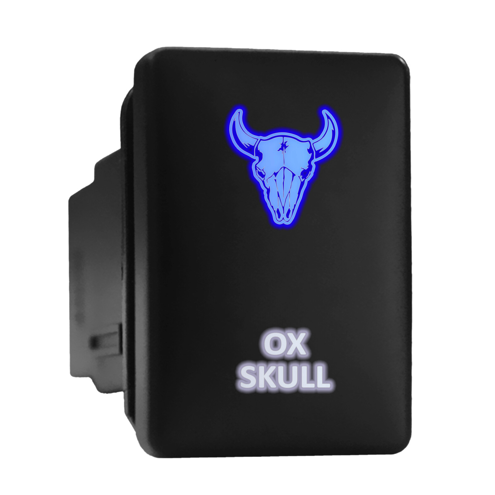 Blue/White LED Backlit OX Skull Push Button for Toyota 1.28x0.87in