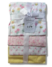 RECEIVING X4 - DUCK DUCK GIRLS 243 - BEE FLOWER - BLANKETS COTTON 4 PACK BABY
