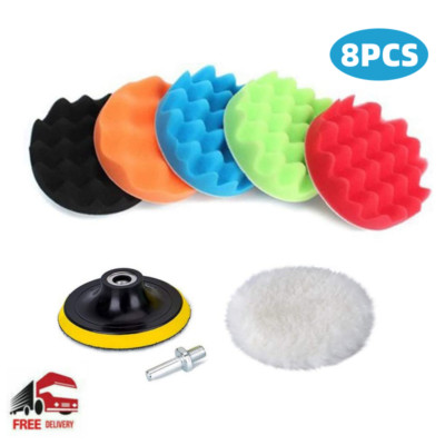 8pcs 5 Inch Car Buffing Pads Polishing for Drill Sponge Kit Waxing Foam Polisher