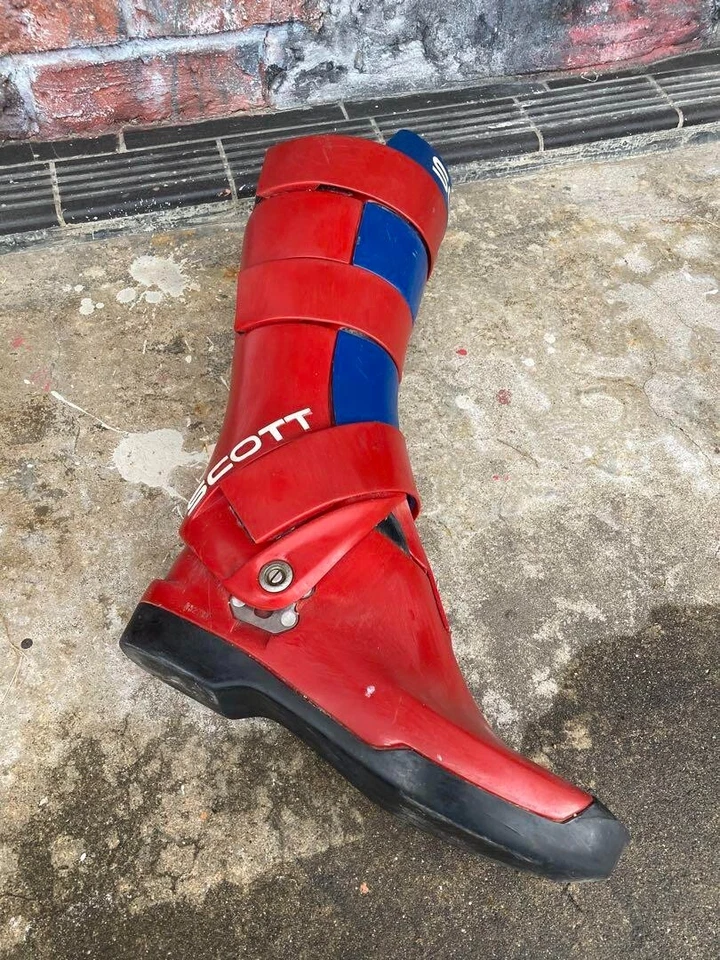 [Very Rare] Vintage SCOTT USA Motocross Boots Size US7-7.5 Red Blue From Japan Foto 4 de 4