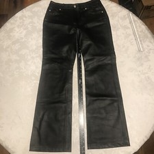 HARLEY DAVIDSON Womens Black Leather Motorcycle Biker Pants Size 32/4