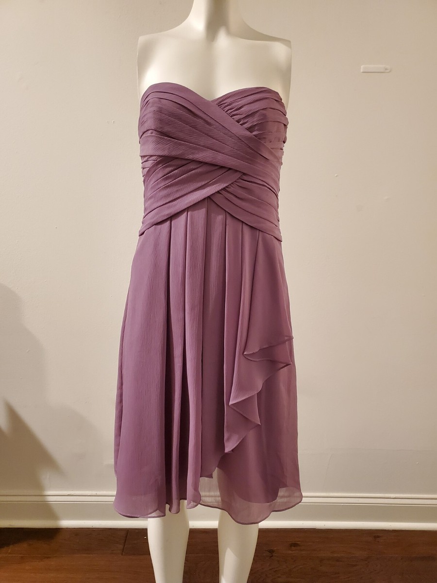 david's bridal lilac bridesmaid dress Strapless Mid Length Chiffon Formal Size 2 wedding lilac bridesmaid dresses