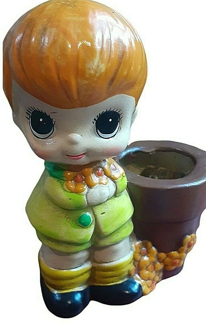 Paper Mache Josef Planter Vintage Ginger Big eyed boy Paper Mache Josef Planter Vintage Ginger Big eyed boy