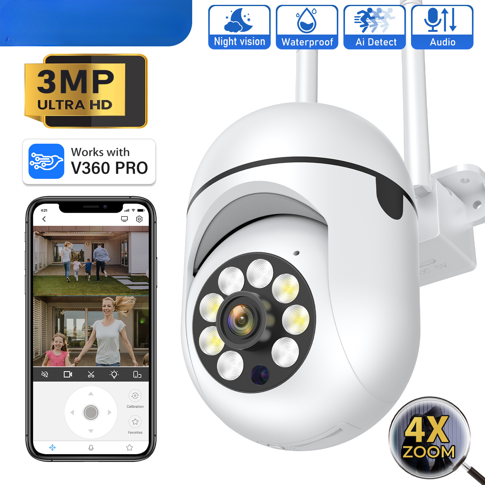Surveillance Night Vision Full Color Digital Zoom Video Security Monitor Cameras