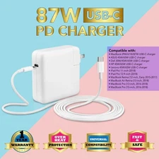 87W USB-C Power Adapter Charger for MacBook Pro 13 2020 A2338/A2251/A2289 Type-C