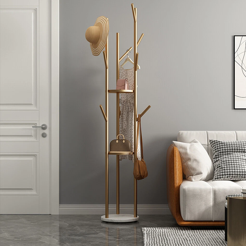 Heavy Duty Marble Coat Rack Stand Tall Clothes Rail Hanger f Bedroom Office Hall