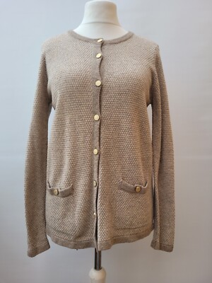 Marks &Spencer  Beige Merino wool Cardigan  Blazer Jumper Sweater Fine knit UK14
