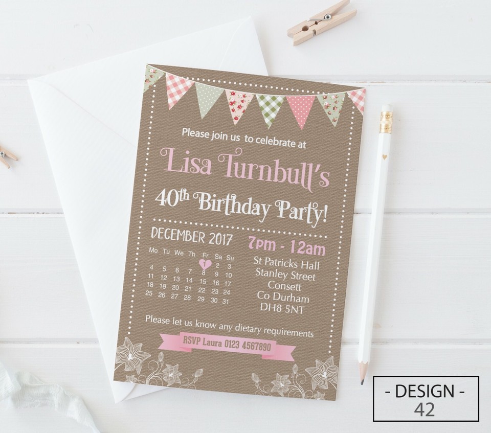 18th 21st 30th 40th 50th 60th Birthday Invitations Personalised, Party