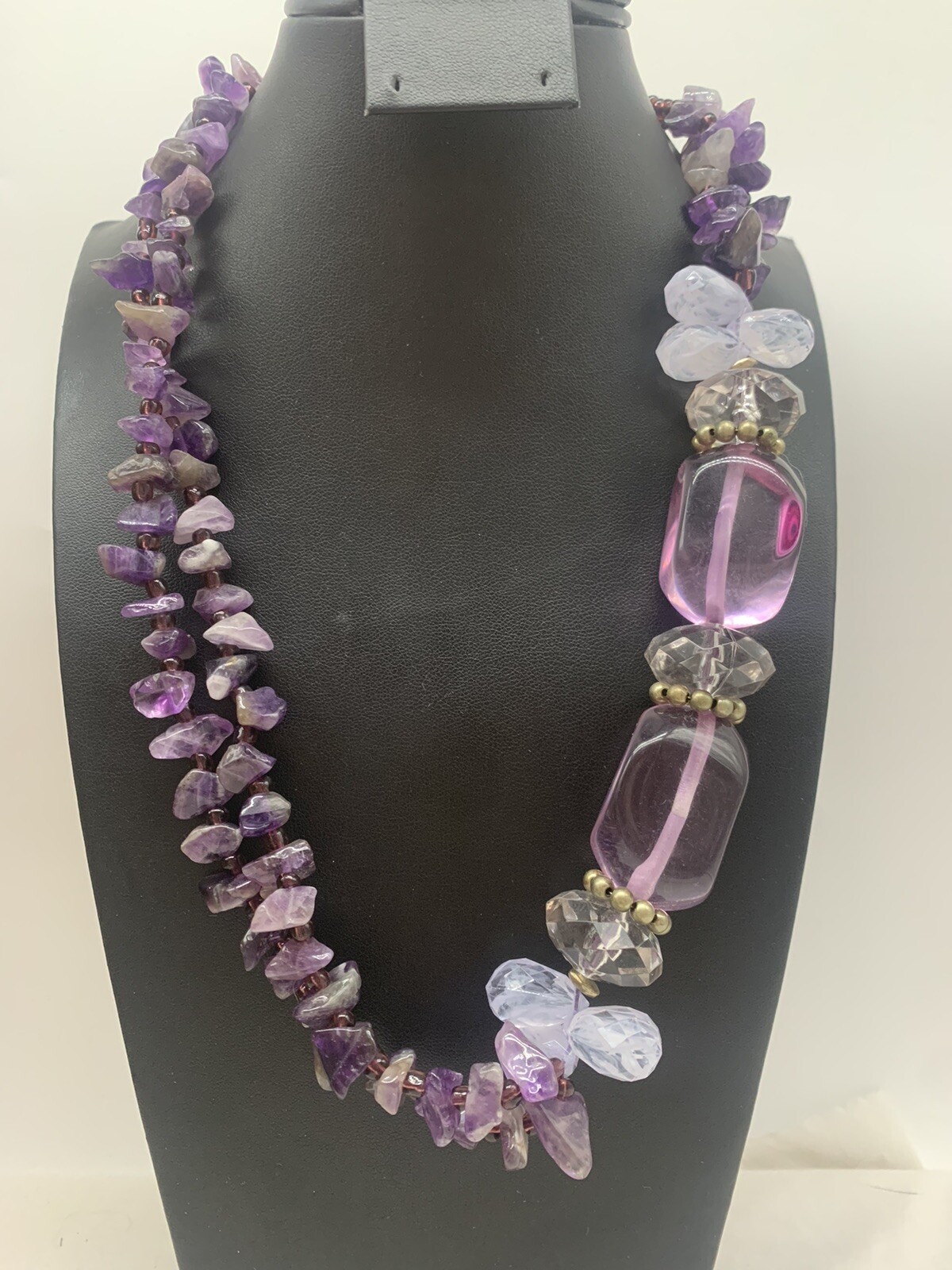 Loft Amethyst Gemstone Chip Lucite Statement Purp… - image 2