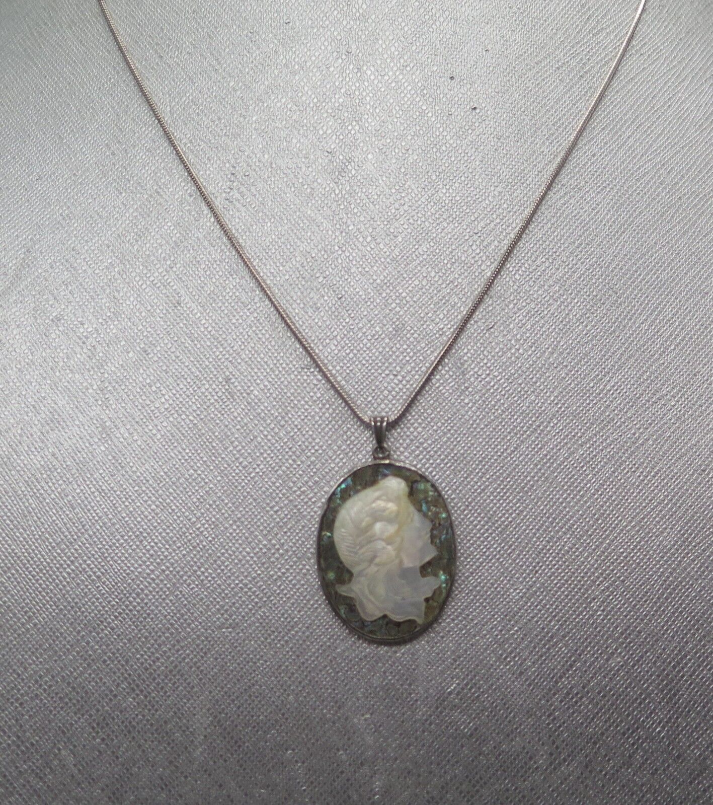 Vintage Italian Carved Mother of Pearl 925 Sterli… - image 5