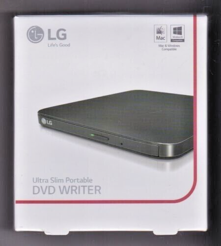LG Ultra Slim Przenośna nagrywarka DVD M-disc działa z / MAC lub Windows Nowa stalówka w pudełku - Zdjęcie 1 z 5
