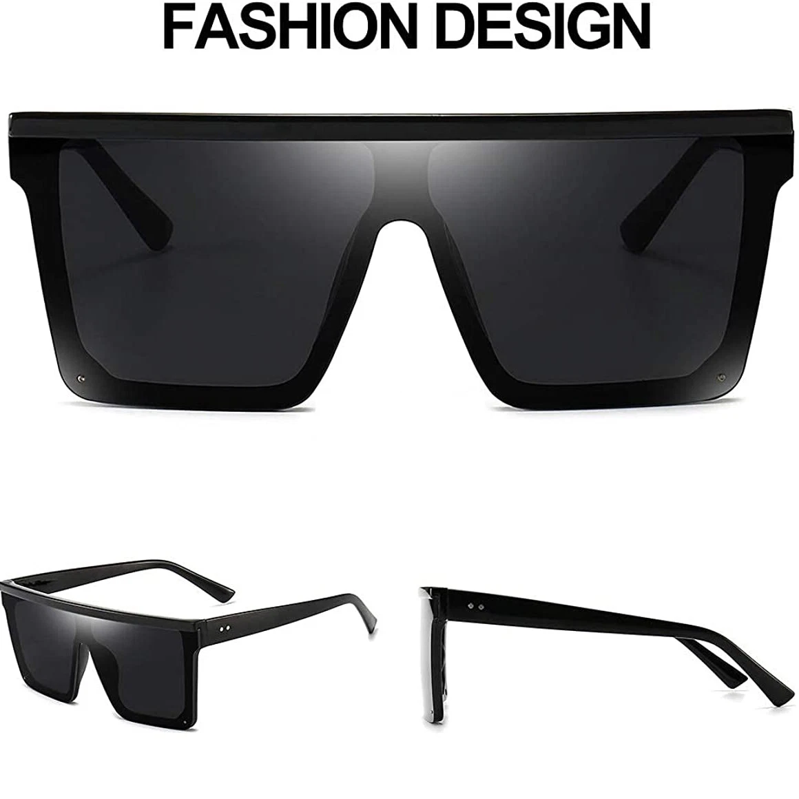 Black Square Oversized Frame Sunglasses