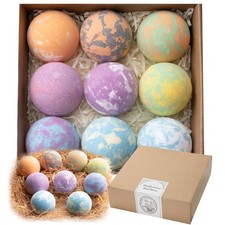 FlowBedolent Bath Bombs for Women, 9pcs Handmade Bubble Bath Bombs with Natur...