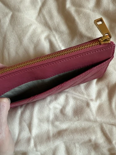 Marc Jacobs Quilted Leather Pushlock Zip Clutch Wallet in Fuchsia/Magent<wbr/>a/Pink