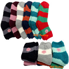 3 Pairs Women Super Soft Winter Cozzy Fuzzy Warm Non-Skid Slipper Socks 9-11