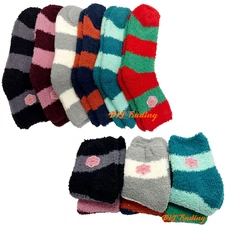 3 Pairs Women Super Soft Winter Cozzy Fuzzy Warm Non-Skid Slipper Socks 9-11