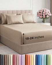 Extra Deep Cal King Sheet Set - 6 Piece Breathable Cooling Sheets - Hotel Luxu