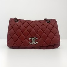 CHANEL Burgundy Quilted Diamond Pattern Logo Chain Strap Turn Lock Shoulder Bag