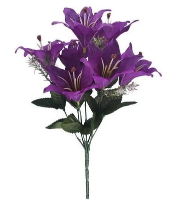 Kunstblumen - 34 cm Tigerlilienstrauß lila