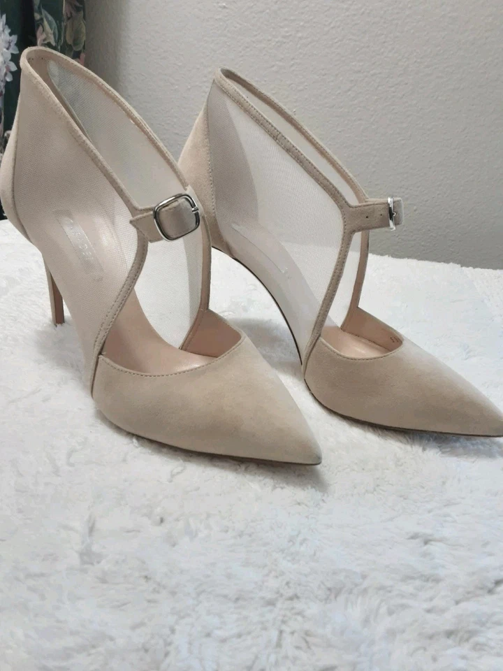 Zapatos Casadei Mujer Talla 6 Beige Gamuza Hebilla Correa Bombas Tacones de aguja Italia Foto 2 de 4