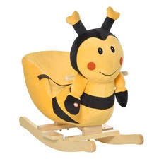 HOMCOM Dondolo per Bambini a forma di Ape in Legno e Peluche con Musiche