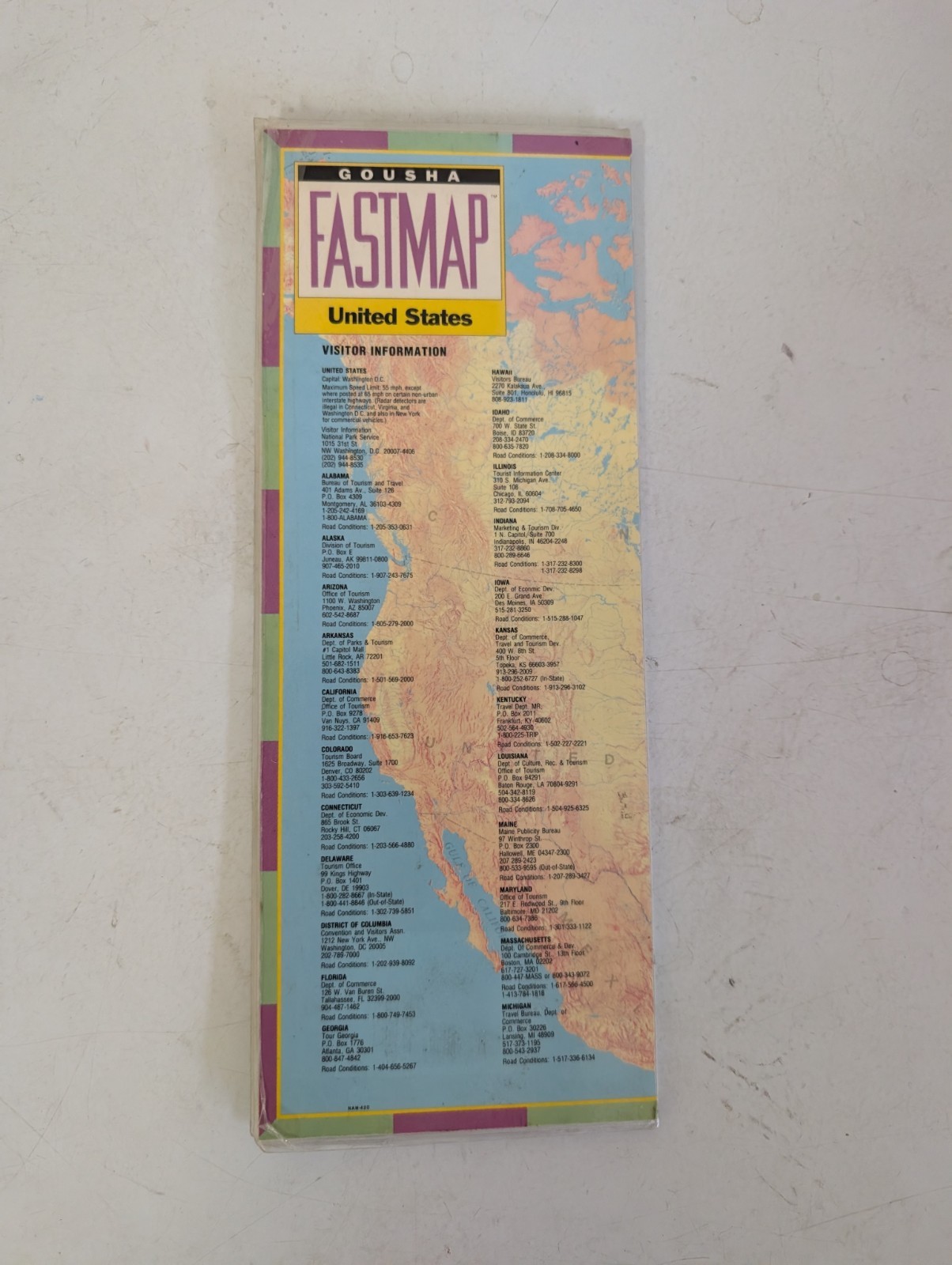Vintage Very Nice Gousha Laminated Fastmap United States Driving Map USA Travel 