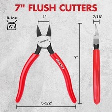 ARROW 7" Precision Wire Cutters Ultra-Sharp Flush Cut Pliers for Jewelry Making