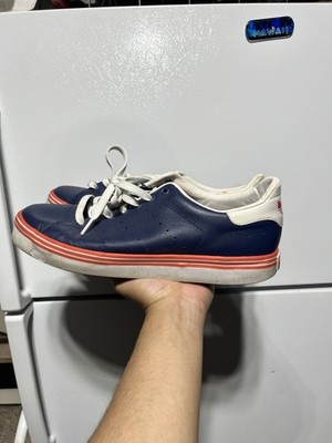 adidas Stan Smith Men s Blue/White/Red Low Top Lace-Up Athletic Sneakers