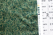 SCRAP green gold metallic scroll XMAS cotton quilting fabric 22" x 15" Hoffman